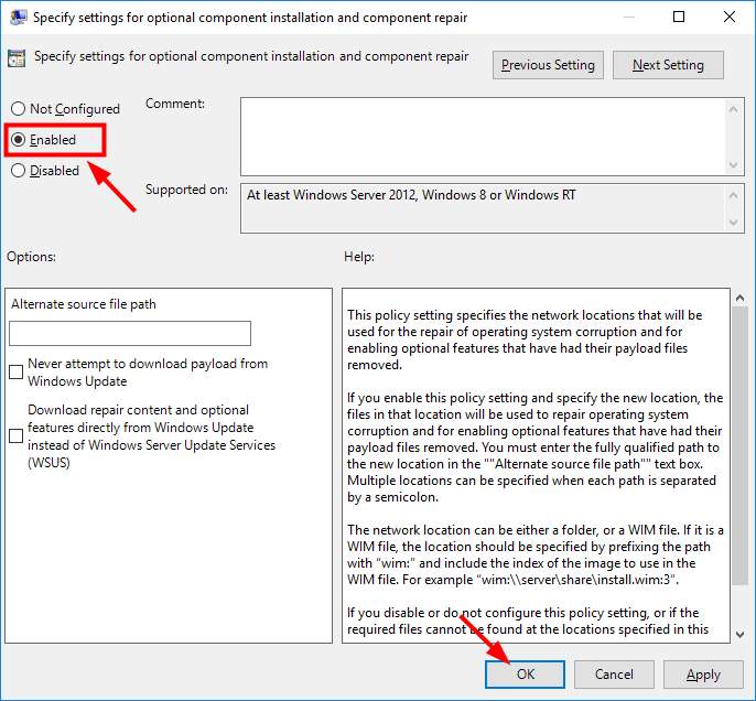 enable the option and save the changes
