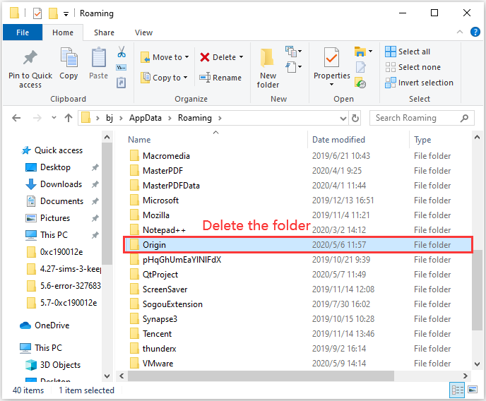 clear Origin cache