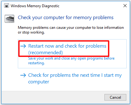 click on restart now and check for problems