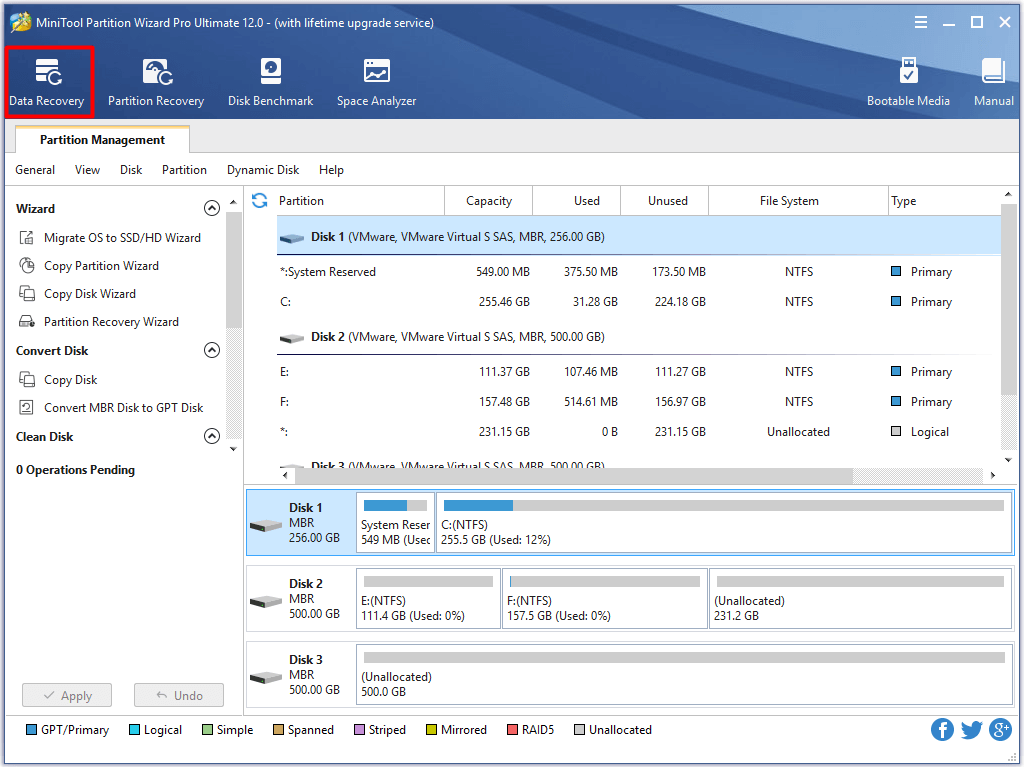 click on data recovery option