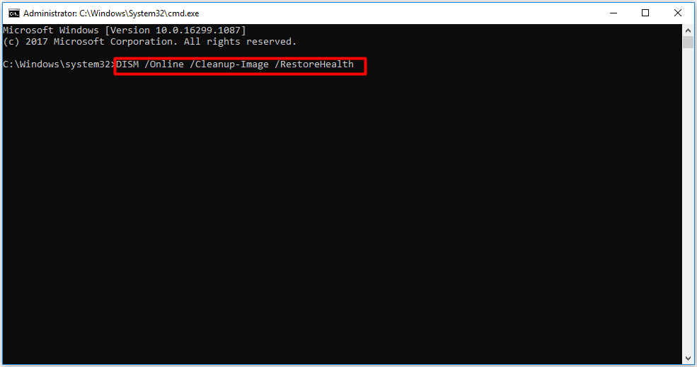 enter the DISM command and run it
