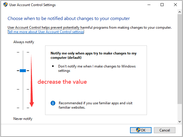 change User Account Control Settins