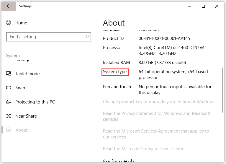 check the information of operating system on PC
