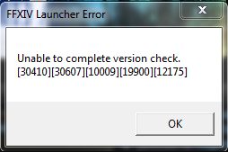 ffxiv boot error unable to complete version check
