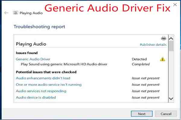 generic audio driver fix