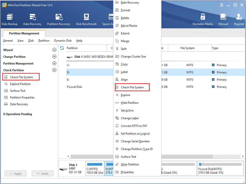 choose Check File System