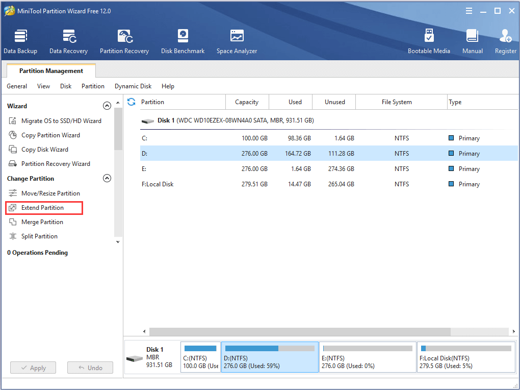choose Extend Partition