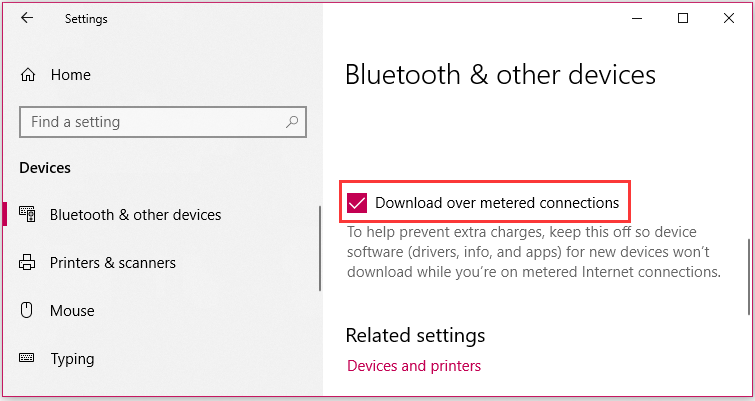 Download over metered connections