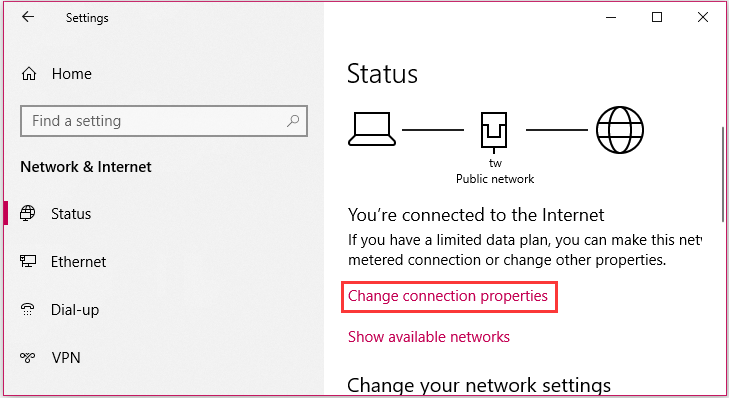 change connection properties