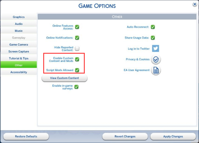 enable mods in Sim 4