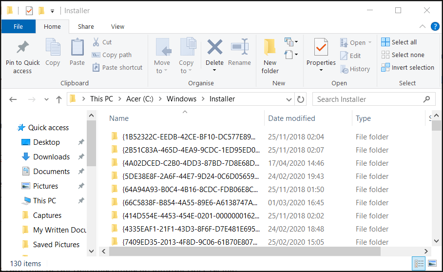 open the windows installer folder
