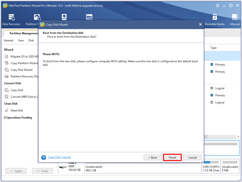 click finish to save the changes