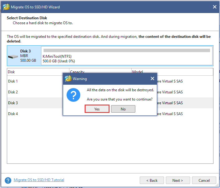 select a target disk to migrate OS