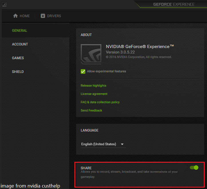 Disable Share in GeForce Experience