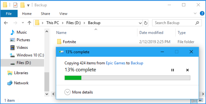 copy Fortnite to another drive