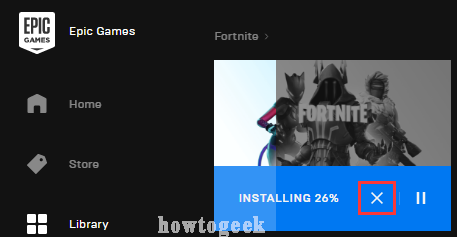 click on X under Fortnite