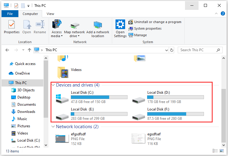 check storage space