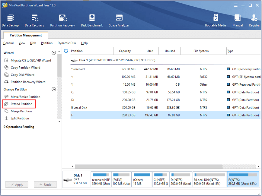 click Extend Partition