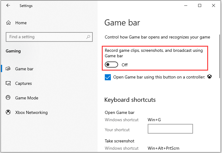 toggle off Game Mode