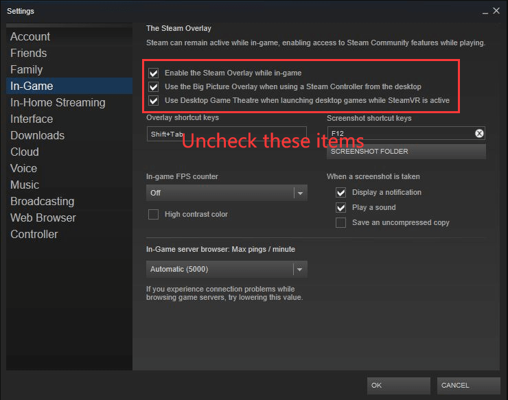 disable Steam Overlay