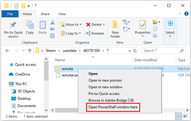 select Open PowerShell window here