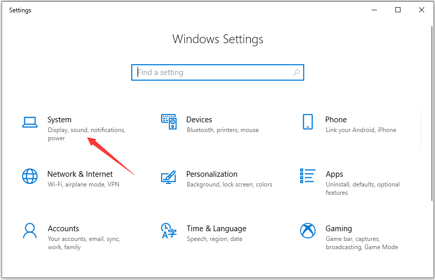Select Windows System Settings