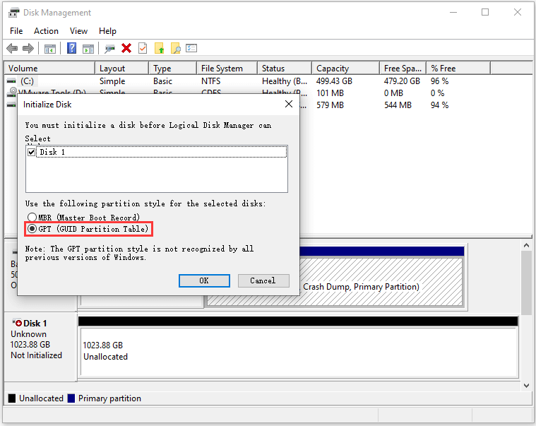 initialize disk