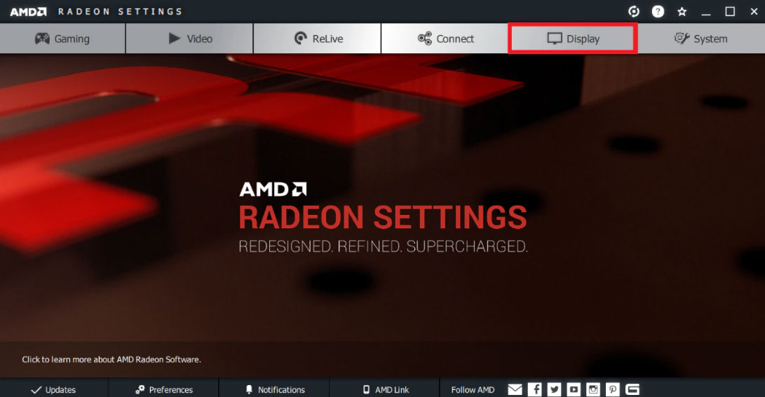 select Display tab