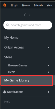 click on My Game Library