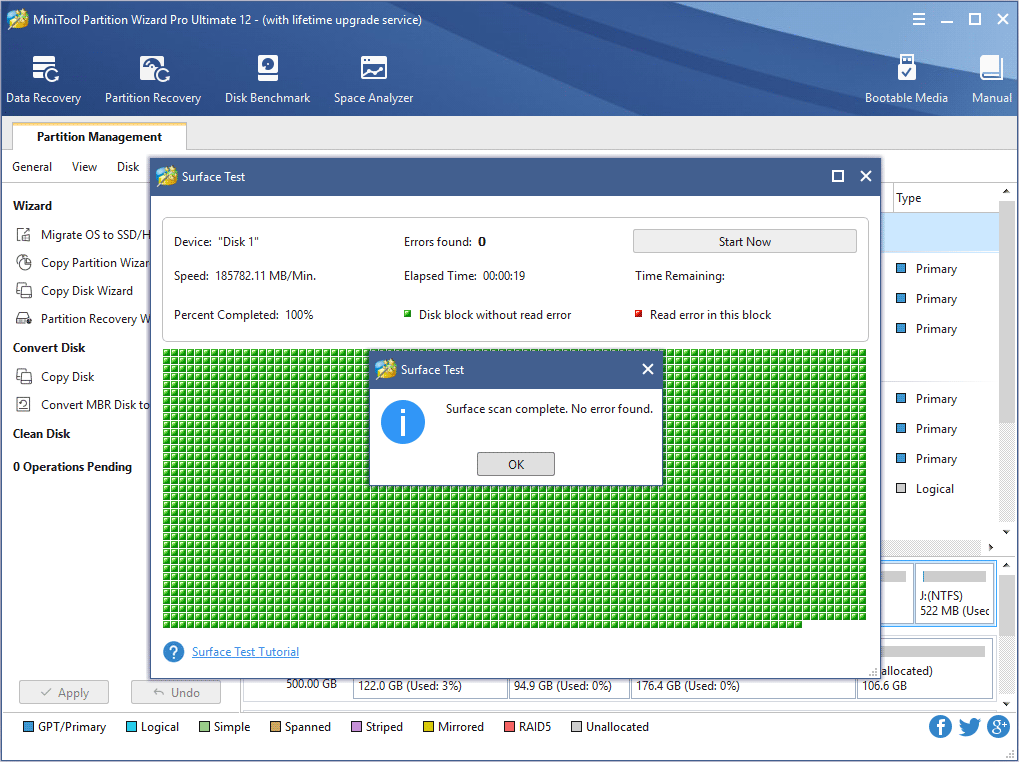 No Error Found in Surface Test