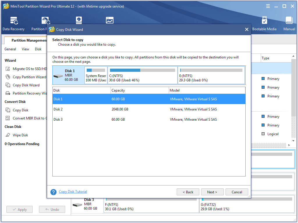 Select Source Disk for Copy