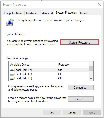 click System Restore