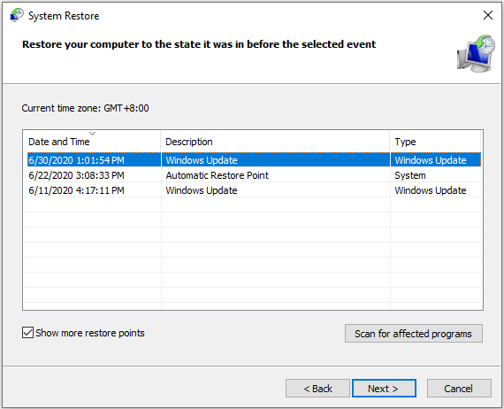 perform system restore