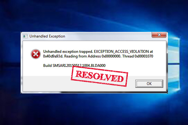 windows error access violation reading