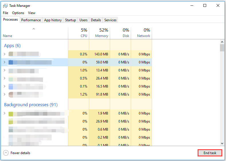 end unnecessary processes working with your external storage