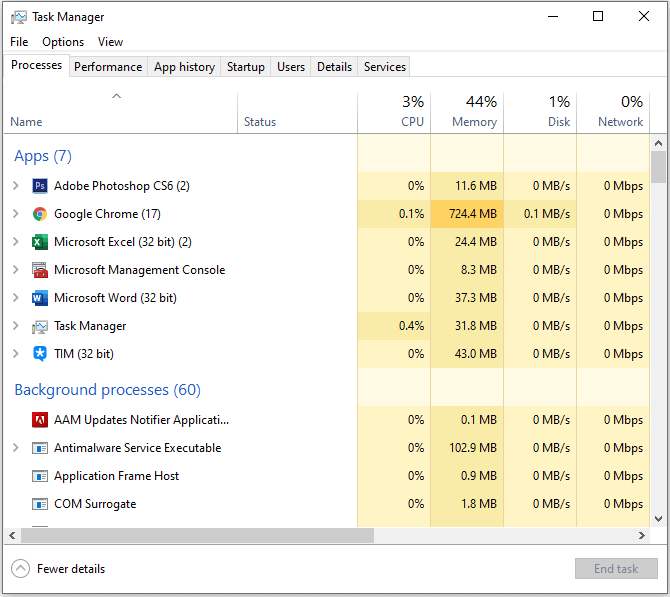 Windows 10 Task Manager