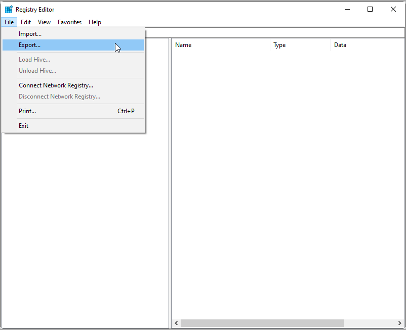 Export Original Registry File for Backup
