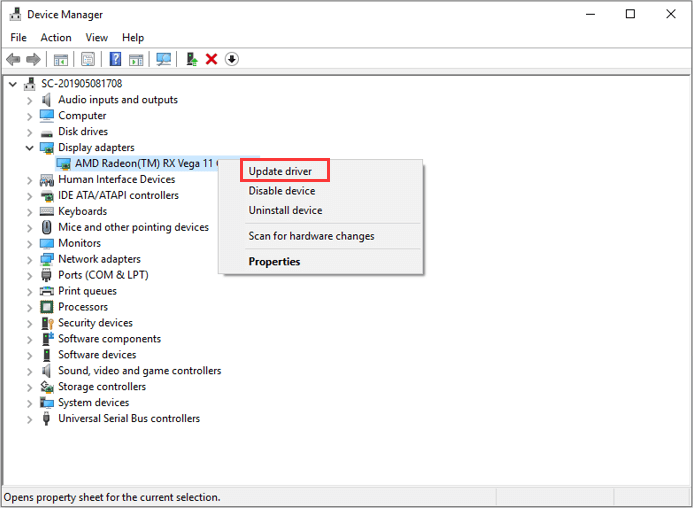 choose Update driver