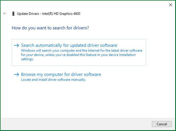 Select Search Automatically for Updated Driver Software