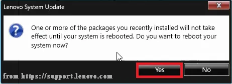 click Yes to reboot your computer