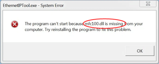 mfc100.dll is missing