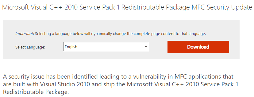 download Microsoft Visual C ++ Service Redistributable Package
