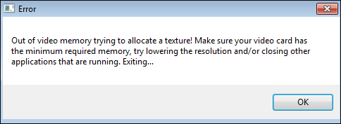 out of video memory trying to allocate a texture