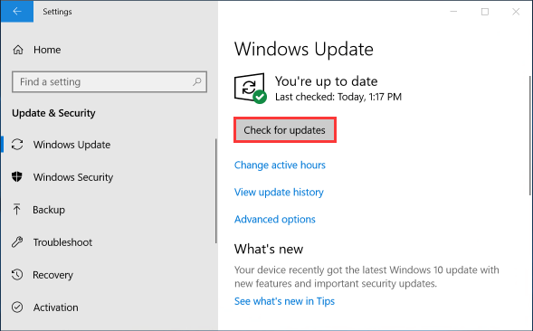 manually check for updates