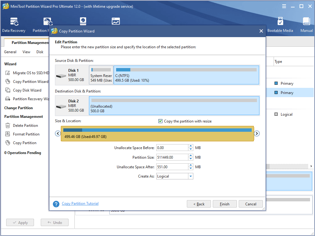 edit new partition