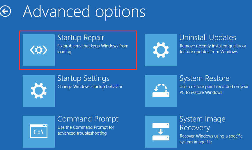 choose Startup Repair