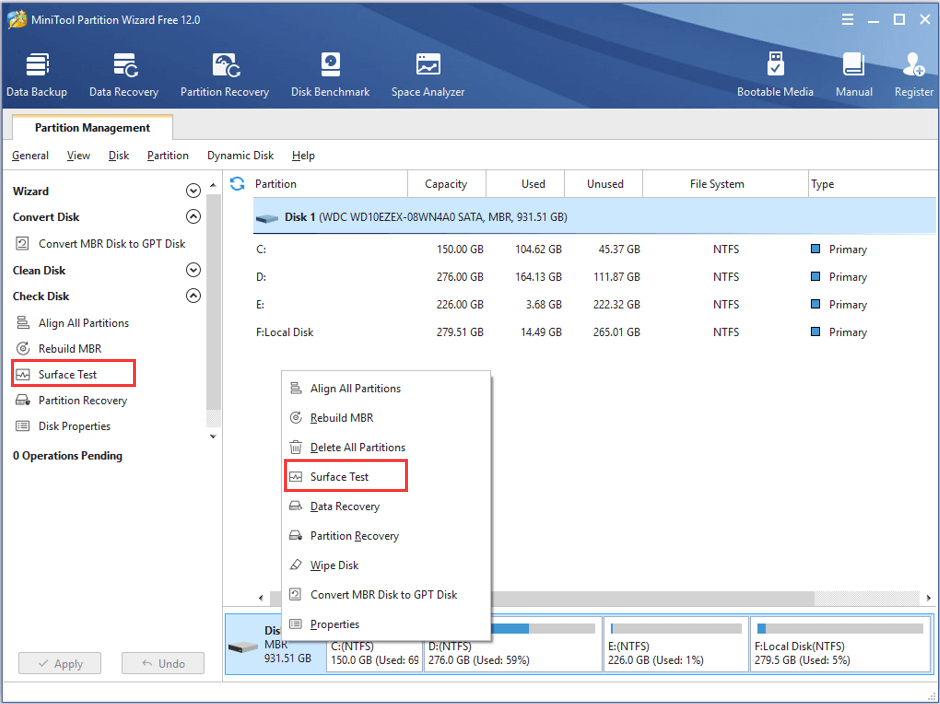 choose Surface Test
