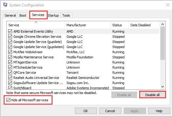 disable third-party services