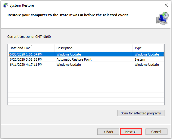 perform system restore
