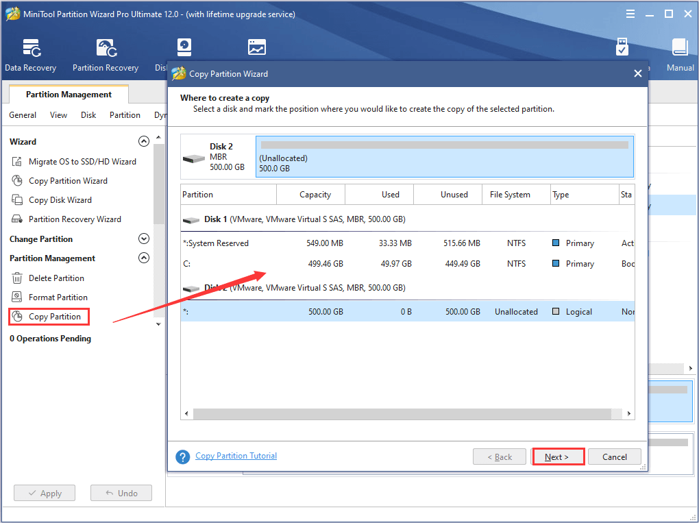 choose Copy Partition